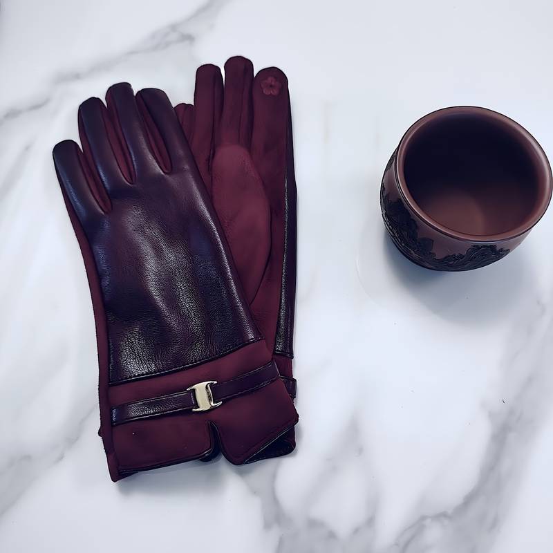 Half Half Suede Leather Gloves